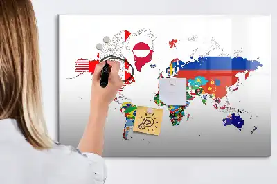 Magnetická kreslící tabule s motivem mapy státních vlajek