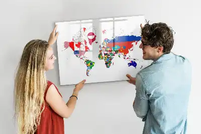 Magnetická kreslící tabule s motivem mapy státních vlajek