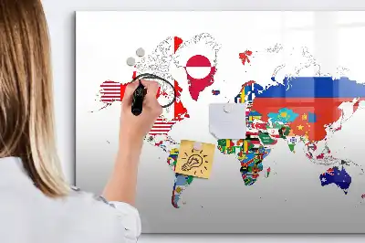 Magnetická kreslící tabule s motivem mapy státních vlajek