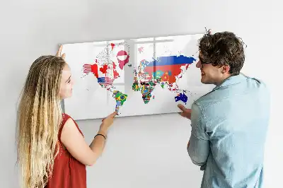 Magnetická kreslící tabule s motivem mapy státních vlajek