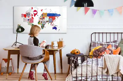 Magnetická kreslící tabule s motivem mapy státních vlajek