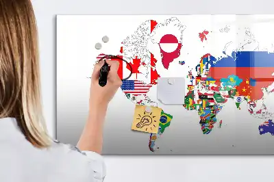 Magnetická kreslící tabule s motivem mapy státních vlajek