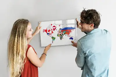 Magnetická kreslící tabule s motivem mapy státních vlajek