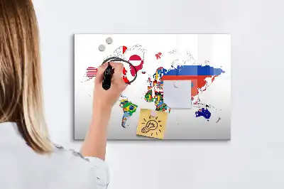 Magnetická kreslící tabule s motivem mapy státních vlajek
