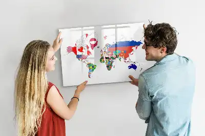 Magnetická kreslící tabule s motivem mapy státních vlajek