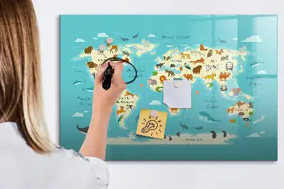 Magnetická kreslící tabule ve stylu mapy světa zvířat