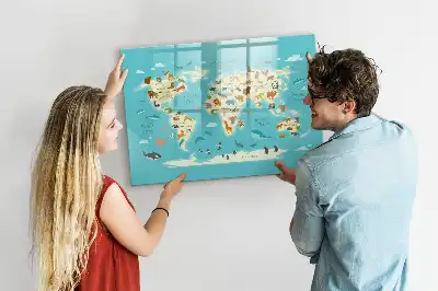 Magnetická kreslící tabule ve stylu mapy světa zvířat