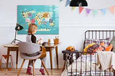 Magnetická kreslící tabule ve stylu mapy světa zvířat