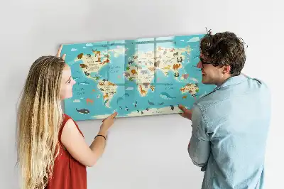 Magnetická kreslící tabule ve stylu mapy světa zvířat