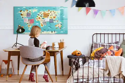 Magnetická kreslící tabule ve stylu mapy světa zvířat