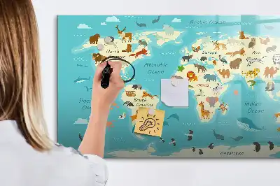 Magnetická kreslící tabule ve stylu mapy světa zvířat