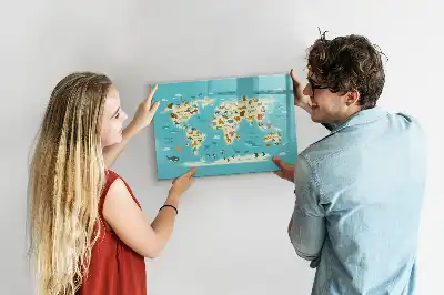 Magnetická kreslící tabule ve stylu mapy světa zvířat