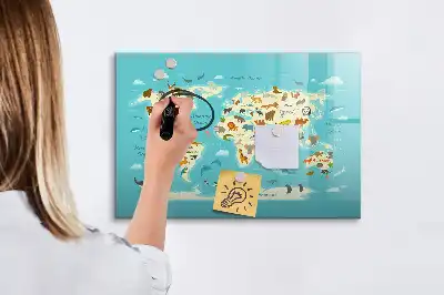 Magnetická kreslící tabule ve stylu mapy světa zvířat