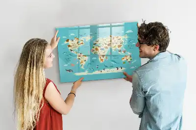 Magnetická kreslící tabule ve stylu mapy světa zvířat
