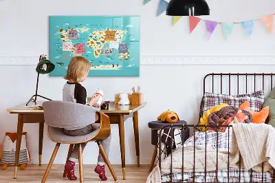 Magnetická kreslící tabule ve stylu mapy světa zvířat