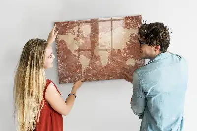 Popisovatelná magnetická tabule mapa světa na cihle