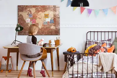 Popisovatelná magnetická tabule mapa světa na cihle