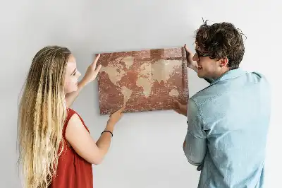Popisovatelná magnetická tabule mapa světa na cihle