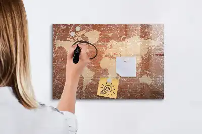 Popisovatelná magnetická tabule mapa světa na cihle
