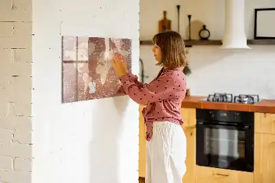 Popisovatelná magnetická tabule mapa světa na cihle