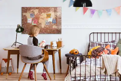 Popisovatelná magnetická tabule mapa světa na cihle