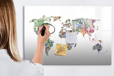 Magnetická kreslící tabule mapa z bankovek