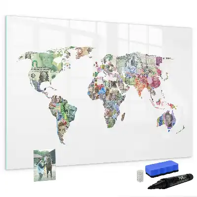 Magnetická kreslící tabule mapa z bankovek