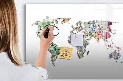 Magnetická kreslící tabule mapa z bankovek