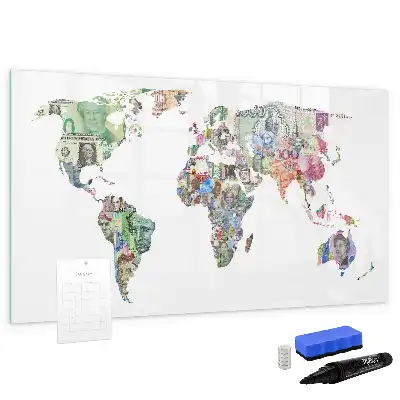 Magnetická kreslící tabule mapa z bankovek