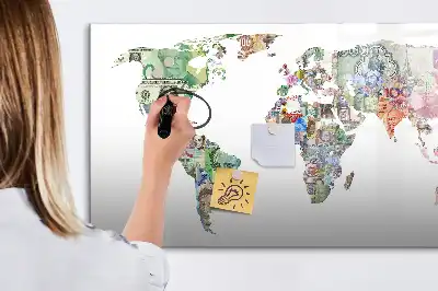 Magnetická kreslící tabule mapa z bankovek