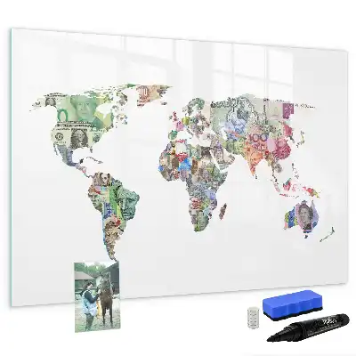 Magnetická kreslící tabule mapa z bankovek