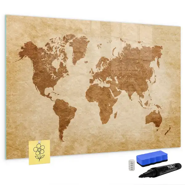 Mapa světa ve starém stylu magnetická kreslící tabule