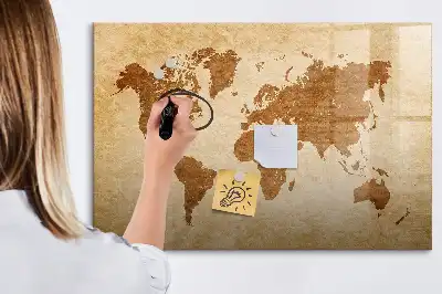 Mapa světa ve starém stylu magnetická kreslící tabule