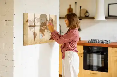 Mapa světa ve starém stylu magnetická kreslící tabule