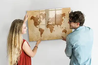 Mapa světa ve starém stylu magnetická kreslící tabule
