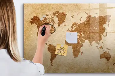 Mapa světa ve starém stylu magnetická kreslící tabule