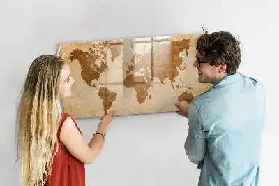 Mapa světa ve starém stylu magnetická kreslící tabule