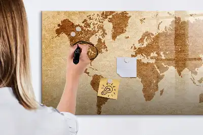 Mapa světa ve starém stylu magnetická kreslící tabule