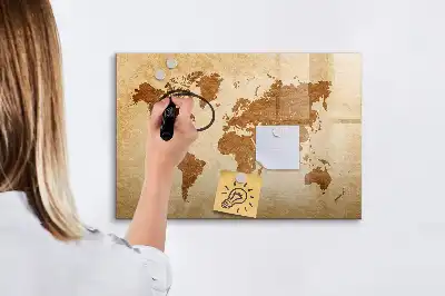 Mapa světa ve starém stylu magnetická kreslící tabule