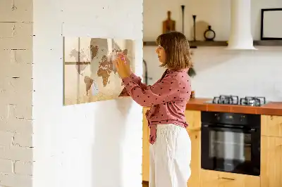 Mapa světa ve starém stylu magnetická kreslící tabule