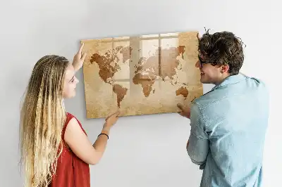 Mapa světa ve starém stylu magnetická kreslící tabule