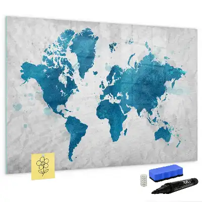 Mapa světa popisovatelná magnetická tabule