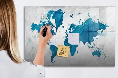 Mapa světa popisovatelná magnetická tabule