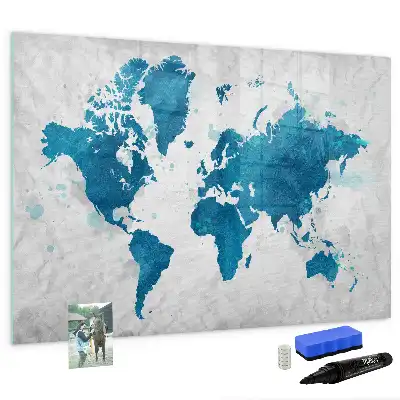 Mapa světa popisovatelná magnetická tabule