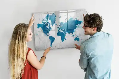 Mapa světa popisovatelná magnetická tabule