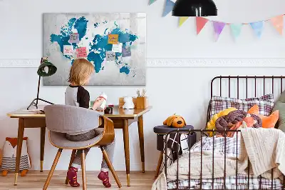 Mapa světa popisovatelná magnetická tabule