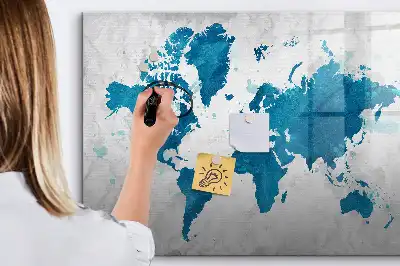Mapa světa popisovatelná magnetická tabule