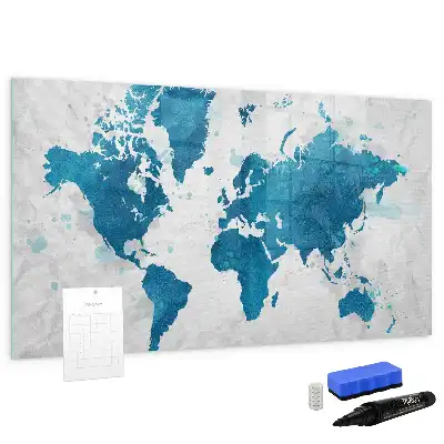 Mapa světa popisovatelná magnetická tabule