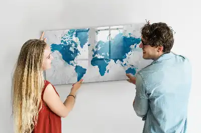 Mapa světa popisovatelná magnetická tabule