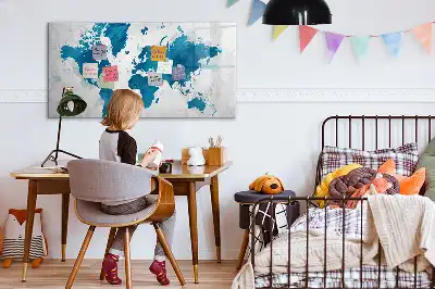 Mapa světa popisovatelná magnetická tabule